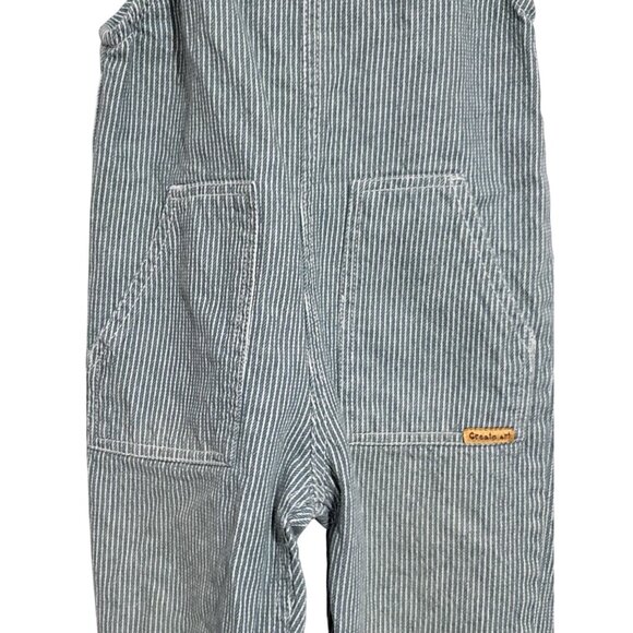 Zara Overalls Green Striped Denim With Front Pockets Adjustable Straps Size 3-4 - Picture 4 of 11